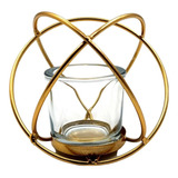 Portavela Candelabro Metal Dorado Con Vaso 13x11cm