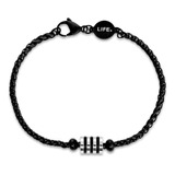 Pulseira Life Masculino Aço Preto Comprimento 21 Cm