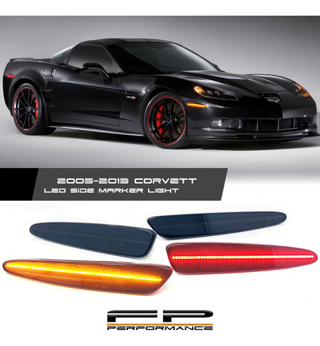 For 05-13 Chevy Corvette C6 Smoke Lens Led Side Marker I Aag