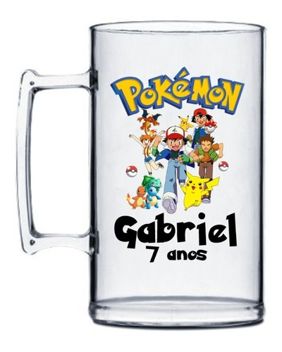 20 Caneca Acrílico Personalizada Tema Pokemon Seu Nome 500ml