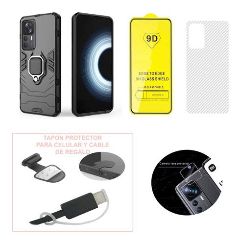 6 Pack Funda Xiaomi 12t Protector Pantalla Cristal Cam Skin