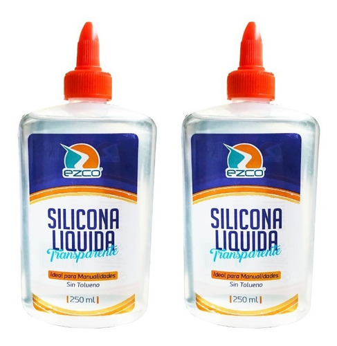 2 Silicona Liquida Transparente Adhesiva Ezco X 250ml