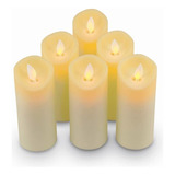 6 Large Battery Operated Led Candles With Realistic Flame