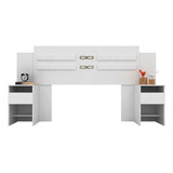 Mesa De Cabeceira Painel Casal Plus Para Cama Box 138cm 