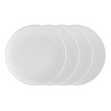 Juego De 4 Platos Trinche De Cerámica Crown Baccara Color Blanco