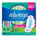 Always Ultra Delgadas Super Largas Toalla Femenina 92 Ct 