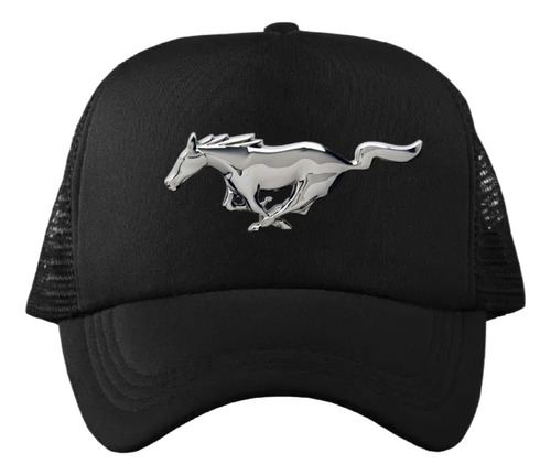 Gorra Negra Caballo Mustang Auto Unisex Ajustable