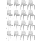 16 Cadeiras Gruvyer Cozinha Jantar Alto Brilho Higlopp  Cor Da Estrutura Da Cadeira Cinza Claro