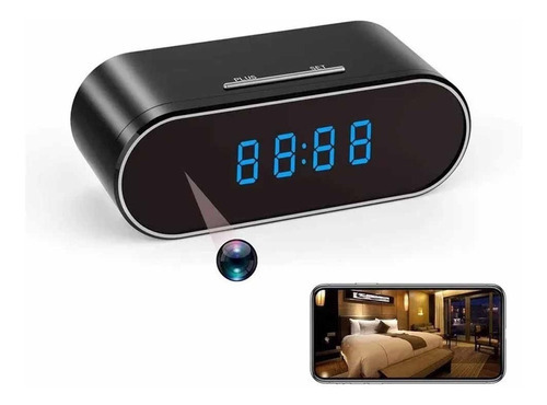 Camara Espia Reloj Hd 1080p Wifi Sensor Movimiento Hopemob Color Negro