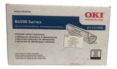 Toner Original Oki B6500 Series Black N/p 52116002