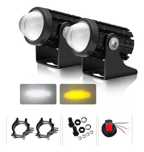 Par Faros De Lupa 80w Luz Spot Doble Color Para Auto Moto