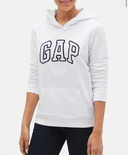 Blusa De Moletom Gap Logo Branco Cangurú  Feminino Imp Eua