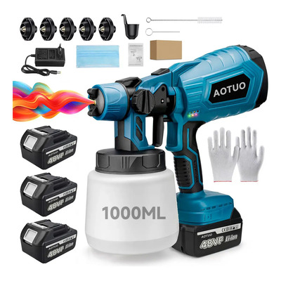 Pistola Pulverizadora Inalámbrica Aotuo A1 750W Azul para Pintura con 3 Baterías | Envío gratis