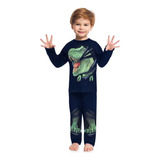 Pijama Longo Dino 3d Brilha No Escuro Kyly