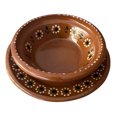 Platos Redondos Barro Tierra Tequilera Marrón 25cm y Pozoleros 21cm Pack 6 | Envío gratis