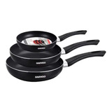 Juego Sarten De Cocina X 3 Pzs Antiadherente Daewoo-s301 Color Negro