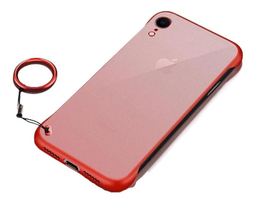 Carcasa Con Anillo Metálico Para iPhone XR Rojo