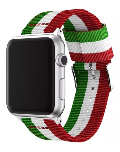 Correa De Nailon, Compatible Con Apple Watch Colores Deporte Color Verde-blanco