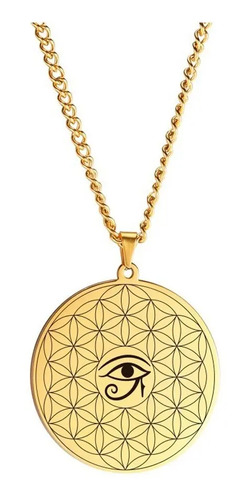 Collar Ojo De Horus Flor De La Vida Talismán De Acero Unisex