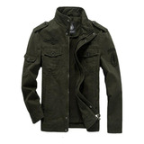 Chamarra Militar Casual De Algodón Para Hombre, Color Caqui