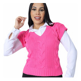 Maxxi Tricot Colete Feminino Moda Outono Inverno Com Tranças