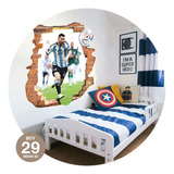 Vinilo Decorativo Messi Gol Seleccion Pared Rota 3d