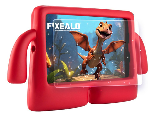 Funda Infantil Para iPad Niño Y Niña Manitas Rojo + Mica