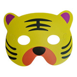 Antifaz Tigre × 6 Máscara Cartón Disfraz Cotillón Niños