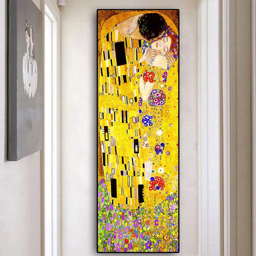 Pintura Diamante Decoración Gustav Klimt Beso 30x90 Cm