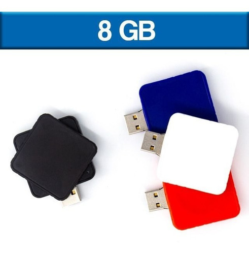 Usb Memoria 8gb Giratoria Cuadr Económica Logo 5pz Ut Usb132