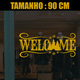 Adesivo De Natal Decorativo Amarelo - Frase Welcome