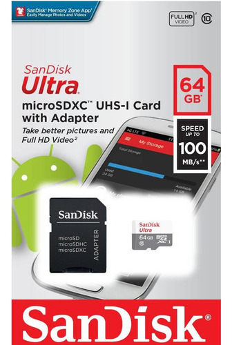 Cartão Memória Sandisk 64gb Ultra Speed Sdsqunr-064g-gn3ma