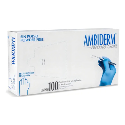 Guantes descartables antideslizantes Ambiderm color azul talle CH de nitrilo x 100 unidades | Meses sin interés