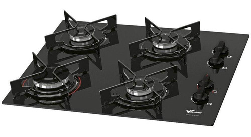 Cooktop Fit Line Fischer 4q Vidro Preto Chama Rápida Bivolt