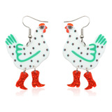 Aretes De Acrílico Grandes De Pollo, Divertidas Y Colorida.