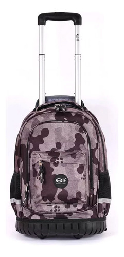 Mochila Elf Escolar C/carro Camuflada Gris 1 Division I6441b