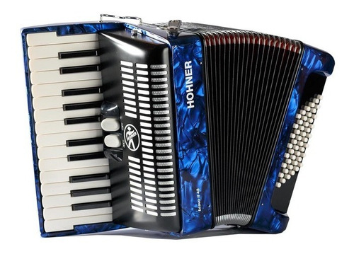 Acordeon Cromatico Hohner Azul C/ Funda Bravo Ii A16542