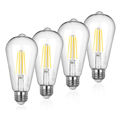 Paquete de bombillas LED 7W (equivalente 60W), 800 lúmenes, 2700K blanco cálido, estilo vintage Edison, base E26, no regulable, pack de 4 | MercadoLibre