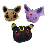 Mini Peluches Pokemon - Set X 3: Eevee, Umbreon Y Espeon