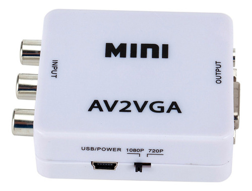 Mini Av2vga Conversor De Vídeo Caixa Av Rca Cvbs Para Vga Z