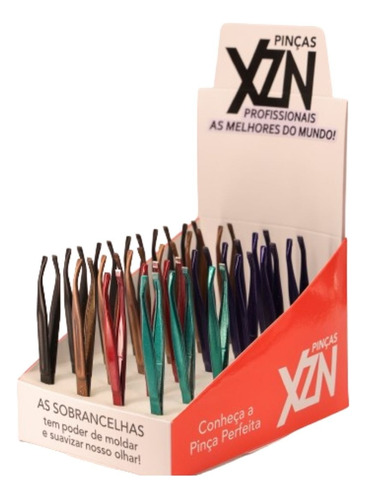 Box 24 Pinças De Sobrancelha Xzn Original E Profissional 