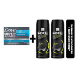 Pack 1 Jabon Dove Men + 2 Desodorante Sp Axe Black Bzrp