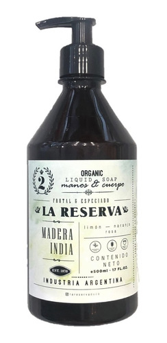 Jabón Liquido 500ml La Reserva Orgánico Sin Parabenos