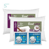 Kit 2 Travesseiros Real Látex Baixo 50x70cm Duoflex E Capas