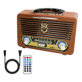 Bocina Retro Bluetooth Usb Radio Fm Portátil Vintage Aux Sd