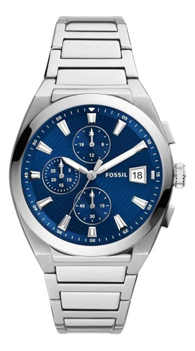 Reloj Hombre Fossil Everett Fs5795 Original Azul Metalizado