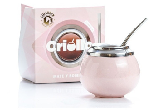 Mate Criollo Ceramica Acero Inoxidable Bombilla Caja Regalo