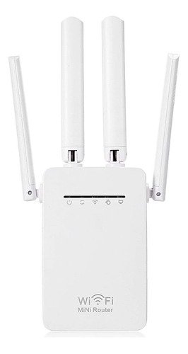 Repetidor Amplificador Inalambrico 4 Antenas Wifi Internet Color Blanco