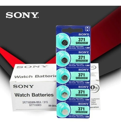 Pila Batería Sony 371 (sr920sw) 1.55v Original Pack X 5 