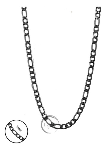 Cadena Collar Eslabones Figaro  Acero Quirurgico Negro 0.5cm